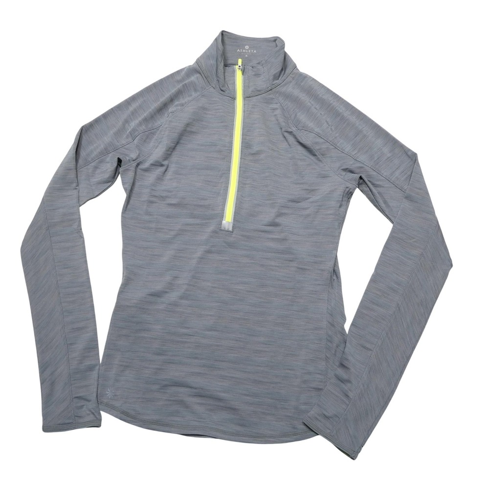 Athleta Pullover Womens Small Gray 1/4 Zip Running Wild Unstinkable Top Athletic